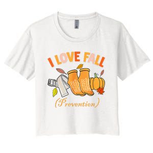 Pt Nurse Fall I Love Fall Prevention Fall Physical Therapy Women's Crop Top Tee