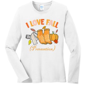 Pt Nurse Fall I Love Fall Prevention Fall Physical Therapy Ladies Long Sleeve Shirt