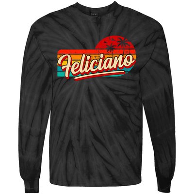 Personal Name Feliciano Retro Vintage First Name Feliciano Tie-Dye Long Sleeve Shirt