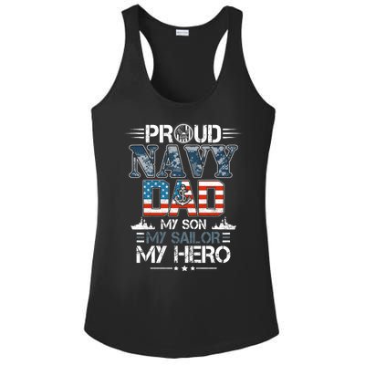 Proud Navy Father Dad My Son My Sailor My Hero Ladies PosiCharge Competitor Racerback Tank