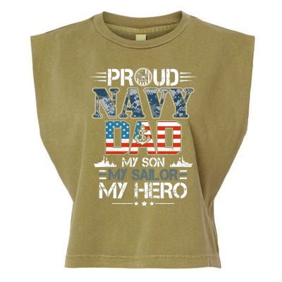 Proud Navy Father Dad My Son My Sailor My Hero Garment-Dyed Women's Muscle Tee