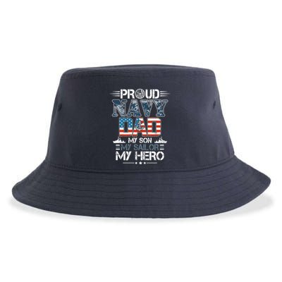 Proud Navy Father Dad My Son My Sailor My Hero Sustainable Bucket Hat
