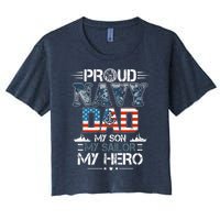 Proud Navy Father Dad My Son My Sailor My Hero Women's Crop Top Tee