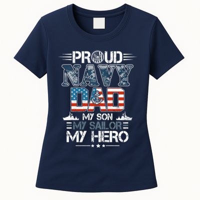Proud Navy Father Dad My Son My Sailor My Hero Womens T-Shirt