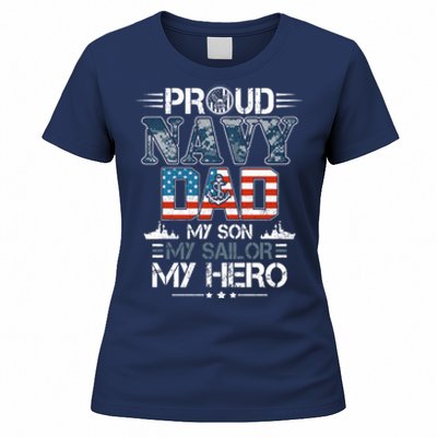 Proud Navy Father Dad My Son My Sailor My Hero Women's T-Shirt