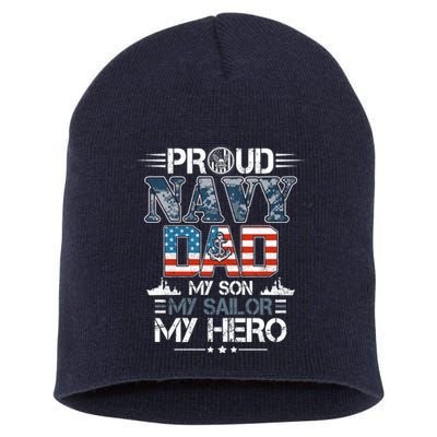 Proud Navy Father Dad My Son My Sailor My Hero Short Acrylic Beanie