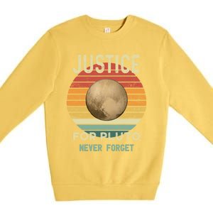 Pluto Never Forget Retro Style Funny Space Astronomy Gift Premium Crewneck Sweatshirt