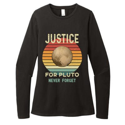 Pluto Never Forget Retro Style Funny Space Astronomy Gift Womens CVC Long Sleeve Shirt