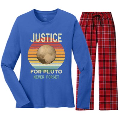 Pluto Never Forget Retro Style Funny Space Astronomy Gift Women's Long Sleeve Flannel Pajama Set 