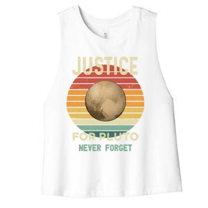 Pluto Never Forget Retro Style Funny Space Astronomy Gift Women's Racerback Cropped Tank