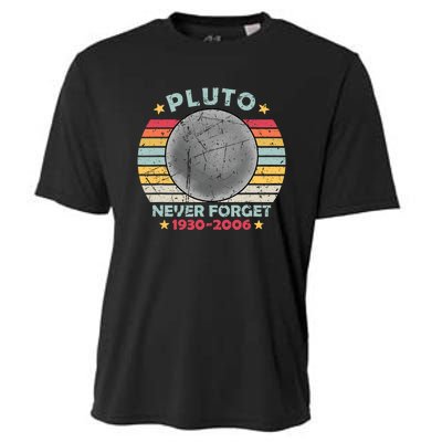 Pluto Never Forget Funny Space Vintage Retro Astronomy Cooling Performance Crew T-Shirt