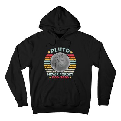 Pluto Never Forget Funny Space Vintage Retro Astronomy Hoodie