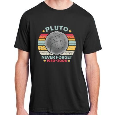 Pluto Never Forget Funny Space Vintage Retro Astronomy Adult ChromaSoft Performance T-Shirt