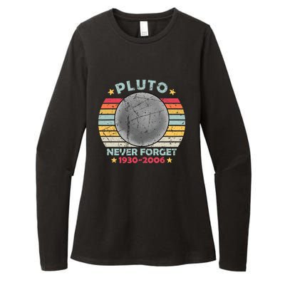 Pluto Never Forget Funny Space Vintage Retro Astronomy Womens CVC Long Sleeve Shirt