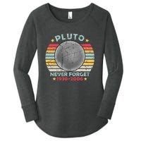 Pluto Never Forget Funny Space Vintage Retro Astronomy Women's Perfect Tri Tunic Long Sleeve Shirt