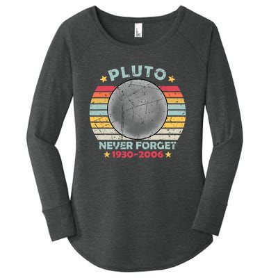 Pluto Never Forget Funny Space Vintage Retro Astronomy Women's Perfect Tri Tunic Long Sleeve Shirt