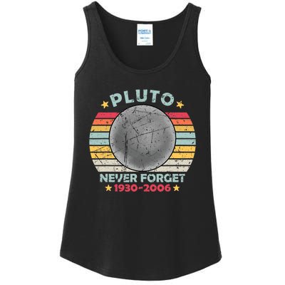 Pluto Never Forget Funny Space Vintage Retro Astronomy Ladies Essential Tank