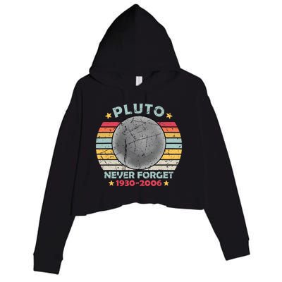 Pluto Never Forget Funny Space Vintage Retro Astronomy Crop Fleece Hoodie