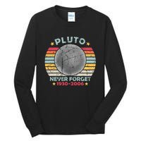 Pluto Never Forget Funny Space Vintage Retro Astronomy Tall Long Sleeve T-Shirt