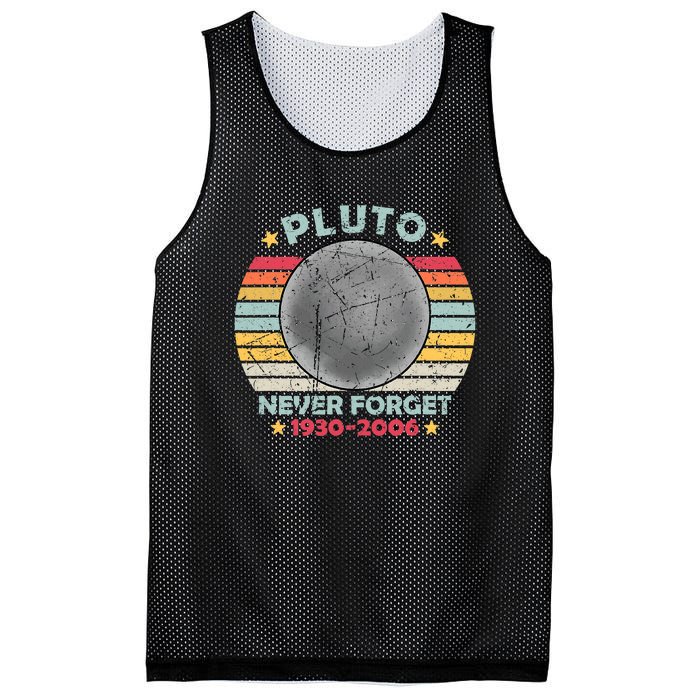 Pluto Never Forget Funny Space Vintage Retro Astronomy Mesh Reversible Basketball Jersey Tank