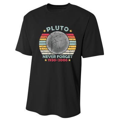 Pluto Never Forget Funny Space Vintage Retro Astronomy Performance Sprint T-Shirt