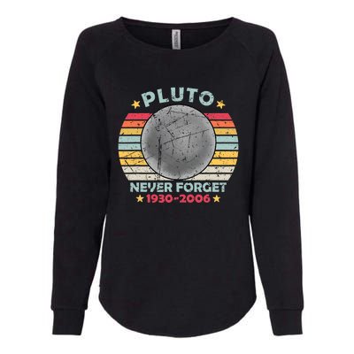 Pluto Never Forget Funny Space Vintage Retro Astronomy Womens California Wash Sweatshirt