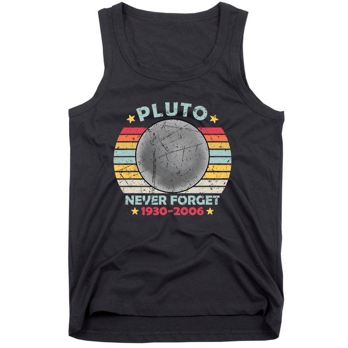 Pluto Never Forget Funny Space Vintage Retro Astronomy Tank Top