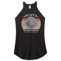 Pluto Never Forget Funny Space Vintage Retro Astronomy Women's Perfect Tri Rocker Tank