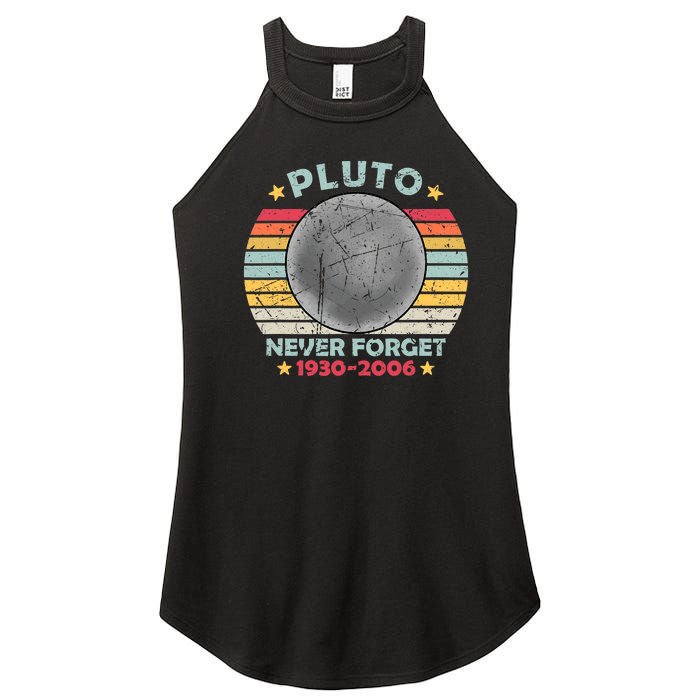 Pluto Never Forget Funny Space Vintage Retro Astronomy Women's Perfect Tri Rocker Tank