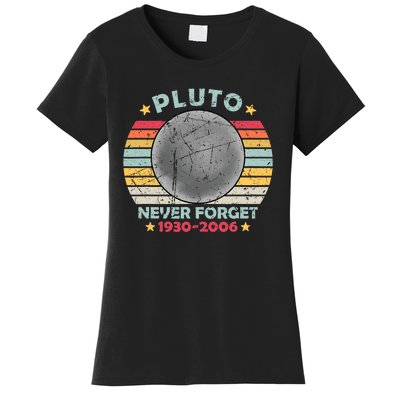 Pluto Never Forget Funny Space Vintage Retro Astronomy Women's T-Shirt