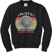 Pluto Never Forget Funny Space Vintage Retro Astronomy Kids Sweatshirt