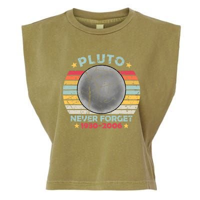 Pluto Never Forget Funny Space Vintage Retro Astronomy Garment-Dyed Women's Muscle Tee