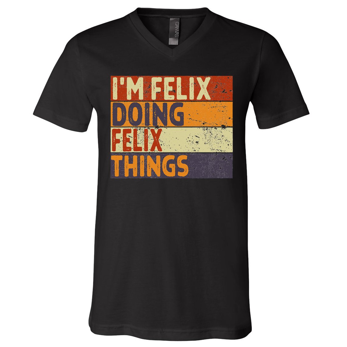 Personalized Name Fathers Day Outfit For Retro I'm Felix Doing Felix Things Funny Birthday Joke V-Neck T-Shirt