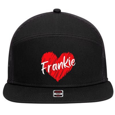 Personalized Name Frankie I Love Frankie Heart 7 Panel Mesh Trucker Snapback Hat