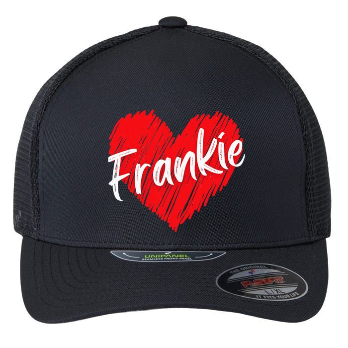 Personalized Name Frankie I Love Frankie Heart Flexfit Unipanel Trucker Cap