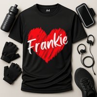 Personalized Name Frankie I Love Frankie Heart Cooling Performance Crew T-Shirt