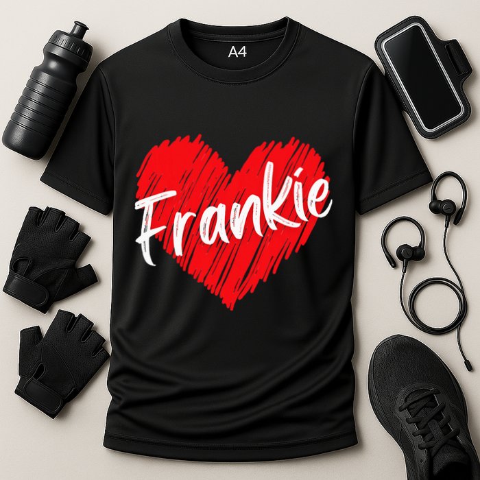Personalized Name Frankie I Love Frankie Heart Cooling Performance Crew T-Shirt