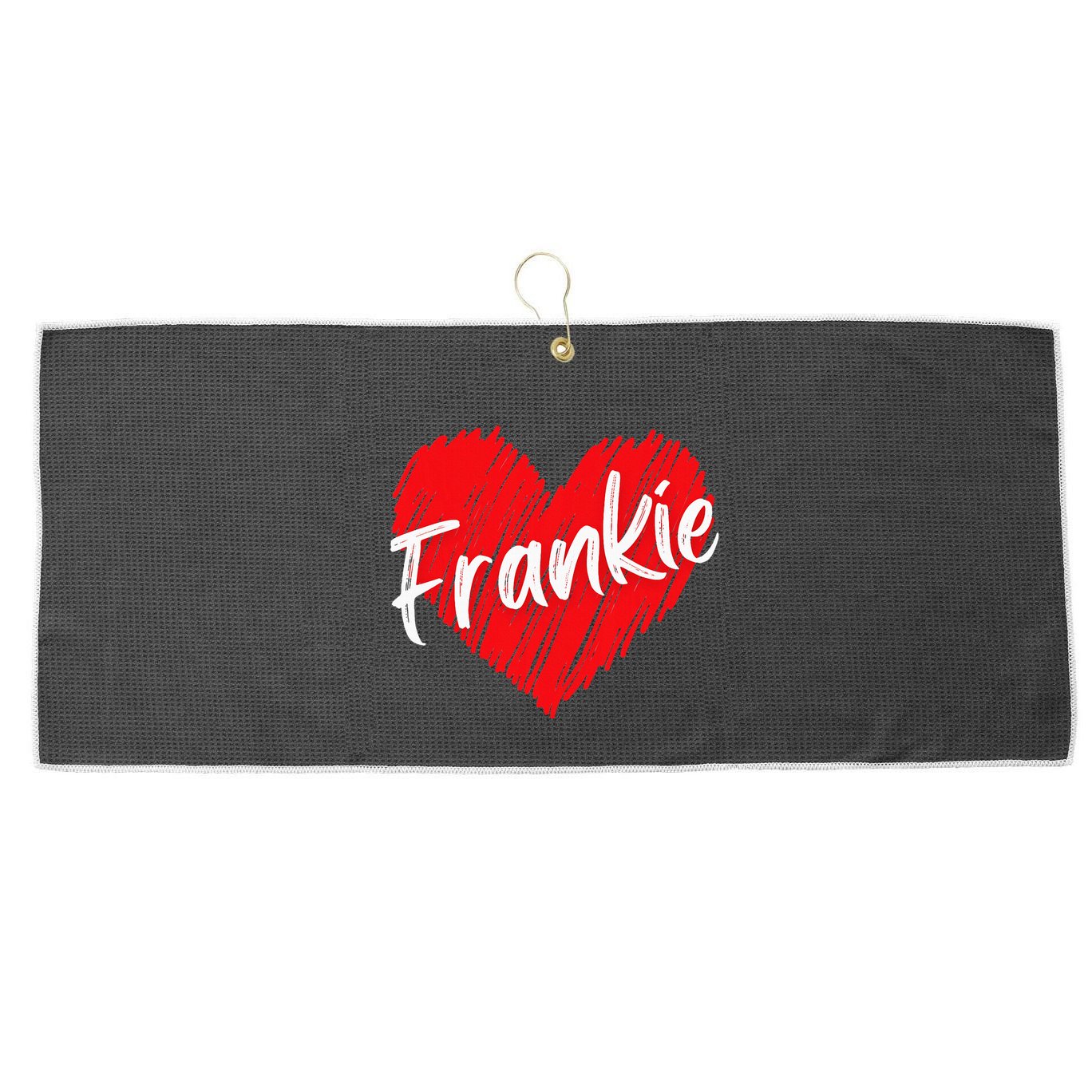 Personalized Name Frankie I Love Frankie Heart Large Microfiber Waffle Golf Towel