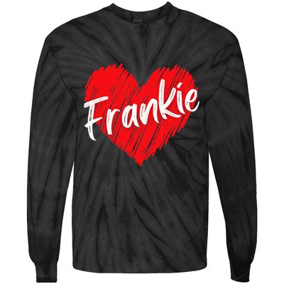Personalized Name Frankie I Love Frankie Heart Tie-Dye Long Sleeve Shirt