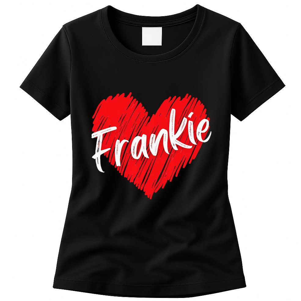 Personalized Name Frankie I Love Frankie Heart Womens T-Shirt