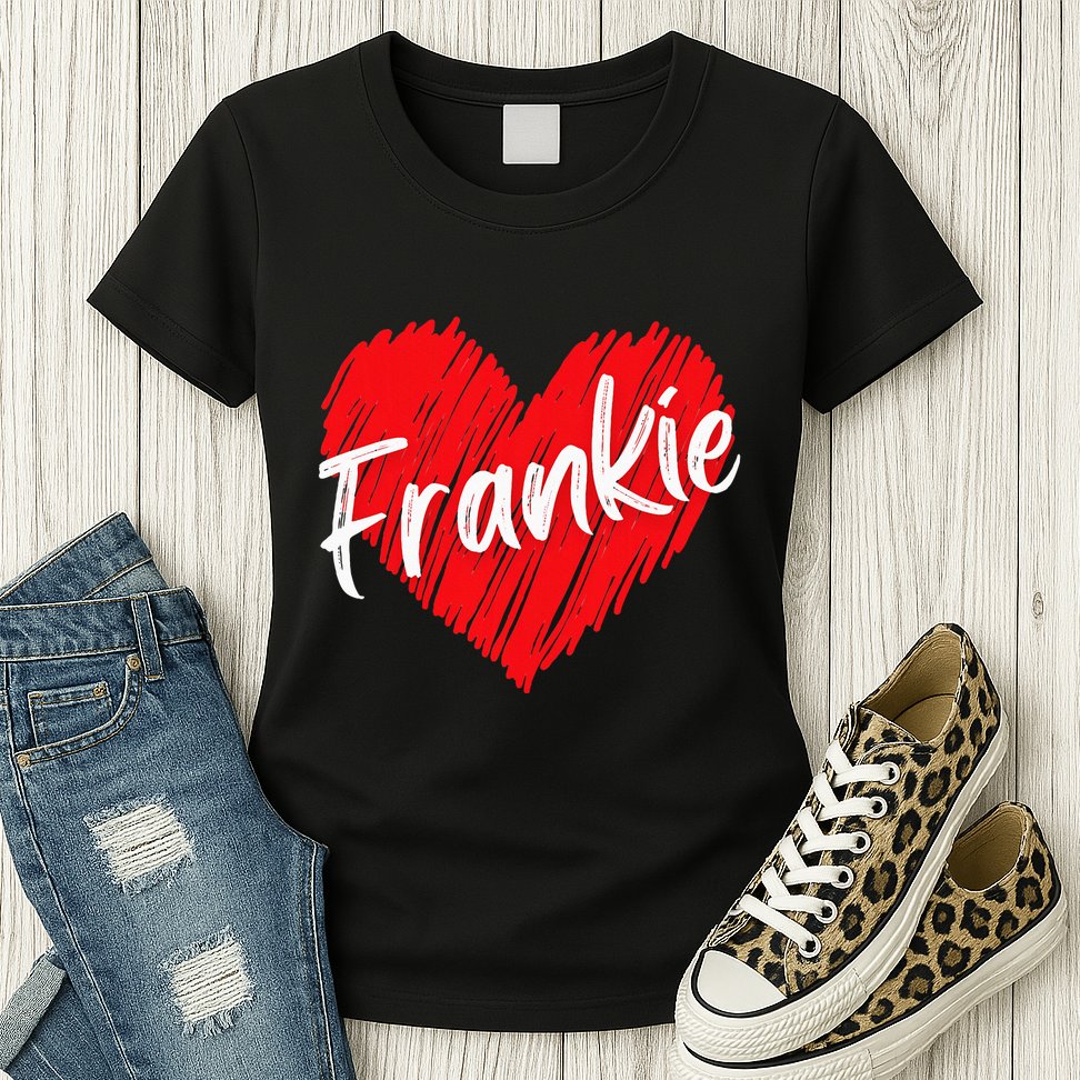 Personalized Name Frankie I Love Frankie Heart Womens T-Shirt