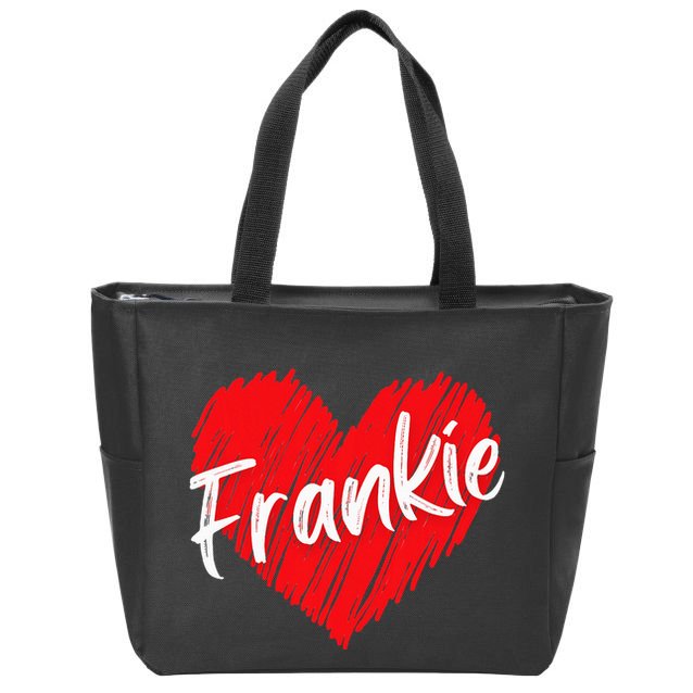 Personalized Name Frankie I Love Frankie Heart Zip Tote Bag