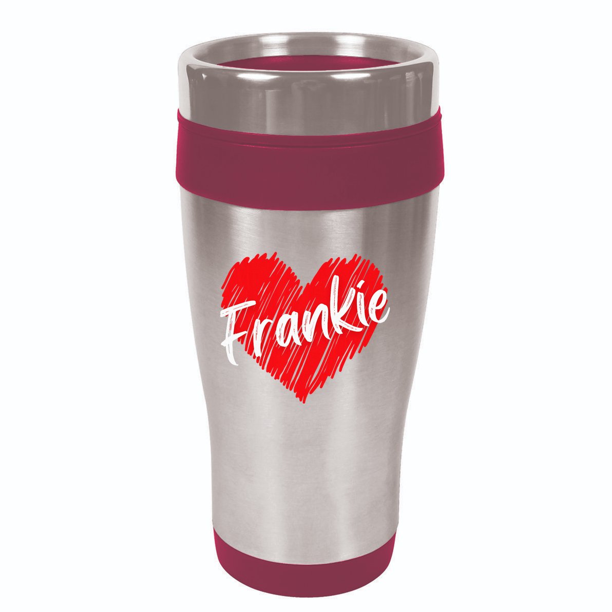 Personalized Name Frankie I Love Frankie Heart 16oz Travel Tumbler