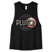 Pluto Never Forget Funny Pluto Pluto Lover Pluto Women's Racerback Cropped Tank