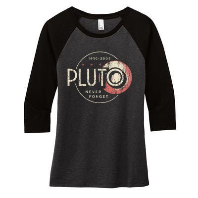 Pluto Never Forget Funny Pluto Pluto Lover Pluto Women's Tri-Blend 3/4-Sleeve Raglan Shirt