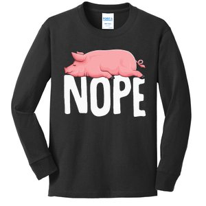 Pig Nope Farmer Swine Women Kids Long Sleeve Shirt