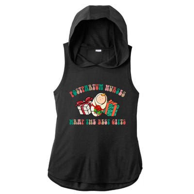 Postpartum Nurses Funny Christmas We Wrap The Best Presents Ladies PosiCharge Tri-Blend Wicking Draft Hoodie Tank