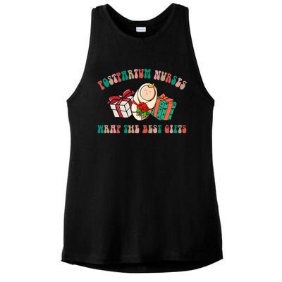 Postpartum Nurses Funny Christmas We Wrap The Best Presents Ladies PosiCharge Tri-Blend Wicking Tank