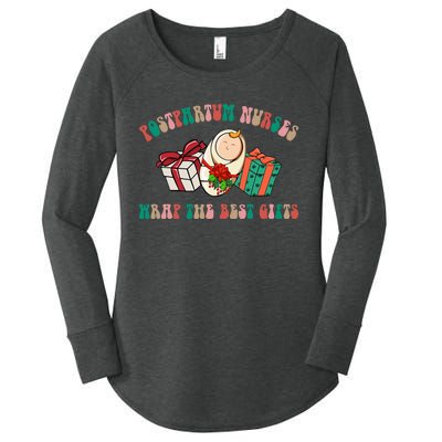 Postpartum Nurses Funny Christmas We Wrap The Best Presents Women's Perfect Tri Tunic Long Sleeve Shirt