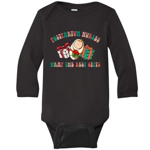 Postpartum Nurses Funny Christmas We Wrap The Best Presents Baby Long Sleeve Bodysuit